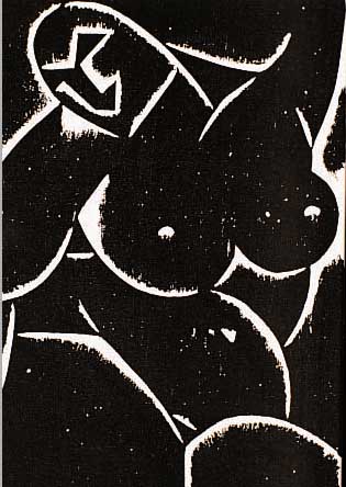 GALLIEN, PIERRE ANTOINE, 1896-1963 , HOLZSCHNITT, CA. 18 X 12 CM, WEIBLICHER AKT, IM DRUCK MONOGR., GEBRäUNT, EINEM BUCH ENT- NOMMEN