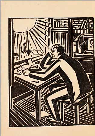 MASEREEL, FRANS, 1889-1972 , 5 HOLZSCHNITTE AUF 3 BLäTTERN, JE CA. 10 X 8 CM, GEBRäUNT, AUS DEM ...