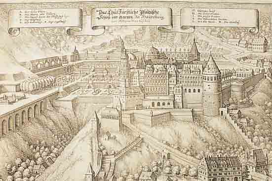 KUPFERSTICH MERIAN, 17. JH., 21,5 X 33 CM, HEIDELBERGER SCHLOß, LEICHT GEBRäUNT