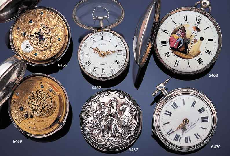 MORRIS TOBIAS & CO. SPINDELHERRENTASCHENUHR, REF.-NR. 3004, ENGLAND UM 1804, SILBER M. ÜBERGEH., GEW. EMAILBL., VERG. PLATINENWERK, ANTRIEB ...