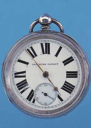 H. AARONSON HERRENTASCHENUHR LEPINE, REF.- NR. 73195, ENGLAND UM 1896, SILBER, SCHLüSSEL-AUFZUG, 2-TEIL. EMAILBL., IM SEK.-BER. FEIN HAARR., ...