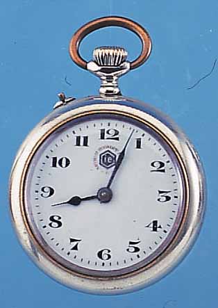 ARTHUR ROSKOPF PATENT HERRENTASCHENUHR LEPINE, SCHWEIZ UM 1920, NICKEL, BODEN U. GLASR. GEDR., SIGN. AUF EMAILBL., GEH.-BODEN AUßEN U. PLATINE, ...