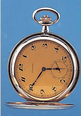 LONGINES HERRENTASCHENUHR SAVONETTE, SCHWEIZ/DEUTSCHLAND UM 1927, METALL-DOUBLE-GEH. (BISONSYMB.), STREIFENDEKOR, MONOGR. "WH", ...