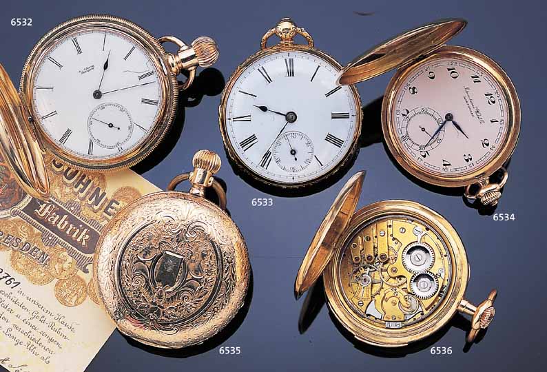 A. LANGE DRESDEN HERRENTASCHENUHR SAVONETTE, REF.-NR. 9761, DEUTSCHLAND/USA UM 1875, ROSE-G. 585/000, SCHWERE AUSF., BEIDE SCHALEN SYM. GUILL., ...