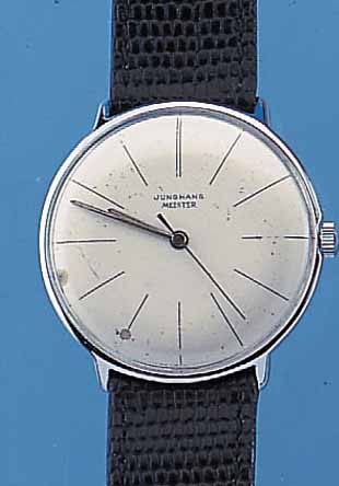 JUNGHANS HERRENARMBANDUHR MEISTER, DEUTSCH- LAND UM 1964, METALL NACHVERCHR., BODEN GEDR.,VERS. BLATT L. FL., DIR. ZENTRALSEK., WERK VERG., ...