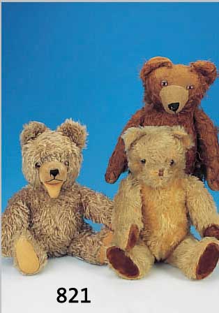 KONVOLUT ZWEI TEDDYBäREN, DEUTSCH, 30-60ER JAHRE, MOHAIR, 52/57 CM, BESPIELT
