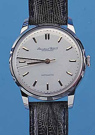 IWC HERRENARMBANDUHR AUTOMATIK, REF.-NR. 1290959, SCHWEIZ UM 1951, EDELST., BODEN U. GLASR. GEDR., AUßER LEDERB. ORIG.-ZUSTAND, BLATT MATT ...