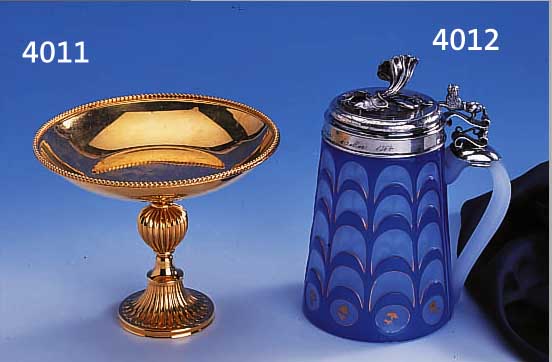 ANBIETSCHALE, 925ER SILBER, VERGOLDET, CA. 355 G, RILLENDEKOR UND PERLLEISTENVERZ., H CA. 13 CM, GEBR.SPUREN