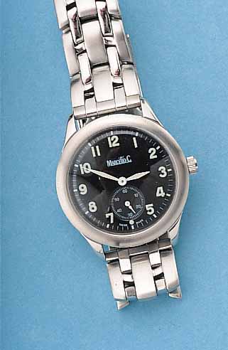 MARCELLO C. HERRENARMBANDUHR MILITäR, SCHWEIZ 1999, EDELST. INCL. EDELST.-BAND TEILW. MATT., TEILW. POL., BODEN 6-FACH VER- SCHR., ...