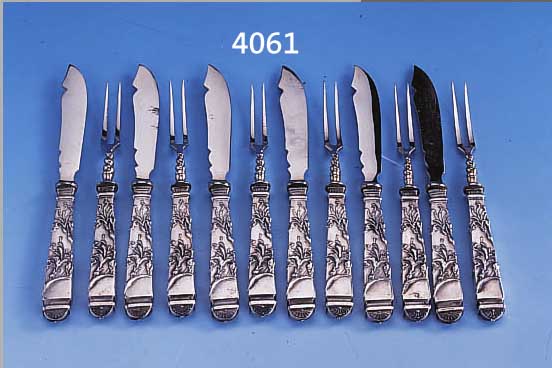 DESSERTBESTECK FüR 7 PERSONEN, DEUTSCH UM 1900/05, JUGENDSTIL, 800ER SILBER, TEIL- VERGOLDET, MEISTERMARKE RS, WOHL RUDOLPH SCHULTZ ...