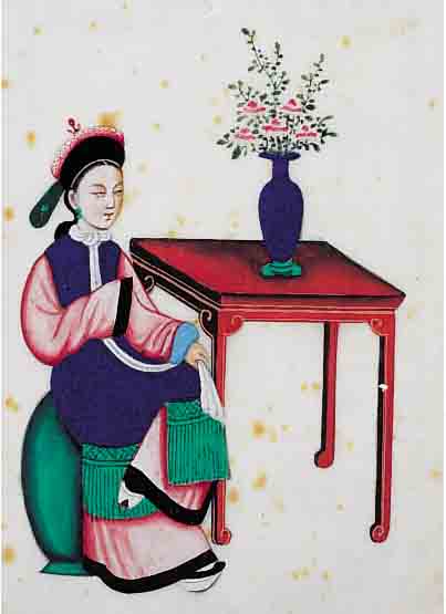 DREI REISPAPIERMALEREIEN, CHINA, UM 1870, PAPIER Z.T. LEICHT BESCHäDIGT, UNTER GLAS RAHMEN, CA. 24 X 25.5 CM