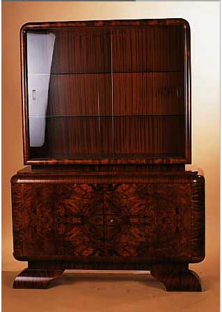 VITRINE, DEUTSCH, 30ER JAHRE, , NUßBAUMWURZELFURNIER, RESTAURIERT, 164 X 120 X42 CM