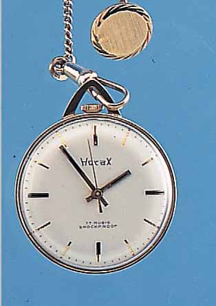 HORAX FRACKUHR, DEUTSCHLAND UM 1964, GG 585/000-EINSCHALENGEH., VERS. BLATT, 17 ST., RUNDANKERW. VON FEMGA KAL. 520B, RINGUNR., FLACHSPIR., ...