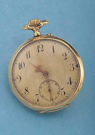 PHENIX HERRENTASCHENUHR LEPINE, SCHWEIZ/ DEUTSCHLAND UM 1924, GG 750/000, VERS. METALL-BL. (VERSCHR. BEI 3 U. 9), METALLCUV. M. ...