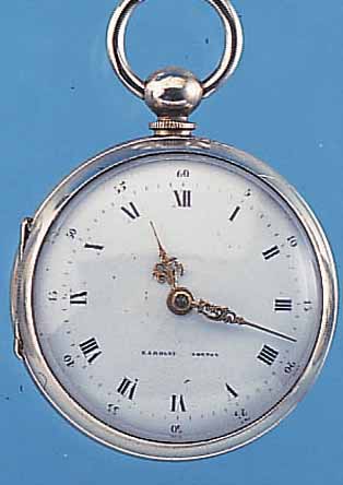 ERDLY NORTON SPINDELHERRENTASCHENUHR, ENG- LAND UM 1815, NICKEL, GEW. EMAILBL. SIGN., IM AUßENBER. L. BESCH., VERG. PLATINENWERK M. SIGN., ...