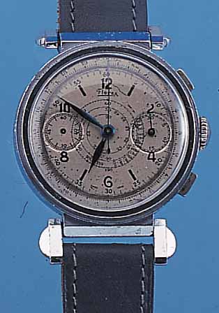LANDERON ARMBANDCHRONOGRAPH, REF.-NR. 388751SCHWEIZ UM 1939, METALL HARTVERCHR., SCHAR- NIERBANDANST., ART DECO, EDELST.-BODEN U. GLASR. ...