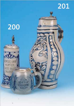 ZWEI JUGENDSTILKRüGE, WESTERWALD, UM 1900, STEINZEUG, H. 25/13 CM