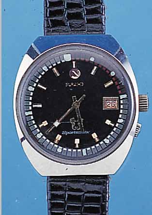 RADO HERRENARMBANDUHR SPORTMATIC, SCHWEIZ UM1967, EDELST., DATUM, 2. ZEIT EINZUSTELLEN DURCH KRONE AUßEN 3 U. ZIFFERBLATTAUßENKRANZ, ...