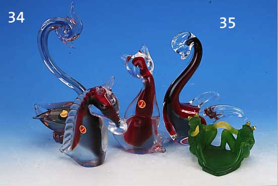 SKULPTUR, DAUM, NANCY, 2. HäLFTE 20. JH., GLAS, 9 X 14 X 11 CM, SIGNIERT, ZWEI FRöSCHE
