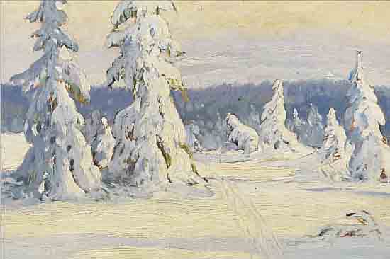 HEGENBARTH, JOSEF, 1884 BöHMISCH.KAMNITZ-1962,DREDEN, ZüGELSCHüLER, HIER: VERSCHNEITE WINTERLANDSCHAFT, ÖL/MALKARTON, RE. U. SIGN., CA. 35 X ...