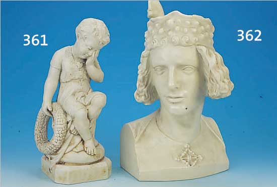 BüSTE DES BAMBERGER REITERS, ROSENTHAL, 30ER JAHRE, BISQUITPORZELLAN, 39.5 X 23.5 X 11 CM