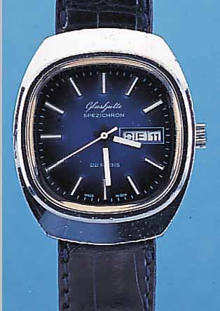 GLASHÜTTE HERRENARMBANDUHR SPEZI-CHRON, REF.-NR. 365577, DEUTSCHLAND UM 1983, METALL HARTVERCHR., EDELST.-BODEN GEDR., TAG U. DA- TUM, 22 ...
