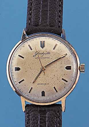 GLASHÜTTE HERRENARMBANDUHR SPEZIMATIC, REF.-NR. 359677, DEUTSCHLAND UM 1968, METALL ROT VERG., EDELST.-BODEN GEDR., BLATT FL., ZEN- TRALROTOR, ...