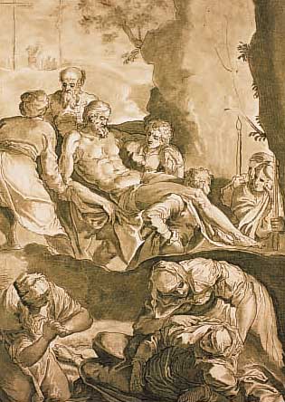 SCACCITATI, ANDREA, *1725 FLORENZ - 1771, ZEICHNER U. KUPFERSTECHER IN FLORENZ, SCHüLER VON J.A. SCHWEICKART, HIER: GRABLEGUNG CHRISTINACH ...