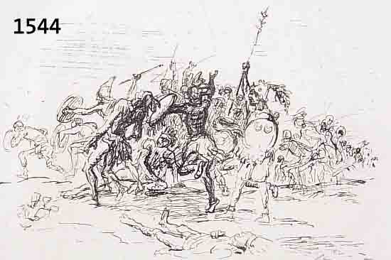 SLEVOGT, MAX, 1868 - 1932, 2 LITHOGRAPHIEN 1915/18, 33 X 25.5 CM, AUS CORTEZ: DIE EROBERUNG MEXIKOS, AUF ...