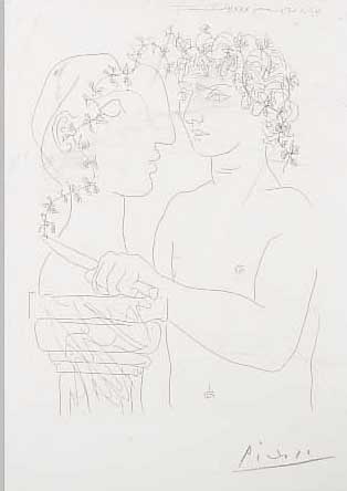 PICASSO, PABLO, 1881 - 1973, OFFSETRADIERUNG (NEUAUFLAGE), 23.5 X 30 CM, JEUNE SCULPTEUR AU TRAVAIL NACH EINER ...