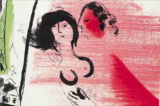 CHAGALL, MARC, 1887 - 1985, ZWEI ORIGINALLITHOGRAPHIEN 1957, 23 X 19.8 BZW. 19.8 X 23 CM, LA TOUR ...