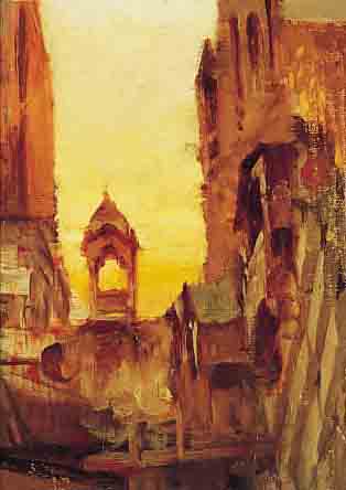 DEHN, GEORG, *1843 HANNOVER - 1904 MüNCHEN, WAR SCHüLER VON ARTHUR VON RAMBERG IN MüNCHEN,WERKE AUCH IN öFFENTLICHEM BESITZ, HIER: BLICK ...