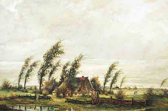 MASSOW, PAUL, *1890 BERLIN, DEUTSCHER MARINE-UND LANDSCHAFTSMALER, WIRKTE IN SCHIERKE I. H., HIER: SOMMERLICHER HIMMEL üBER ...