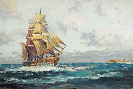 ROGGE, EMY, *1866 SCHWEEWARDEN (OLDENBURG) - WORPSWEDE, STUDIERTE IN LEIPZIG, DRESDEN UNDBERLIN UND WIRKTE IN WORPSWEDE, HIER: SEGEL- SCHIFF VOR ...