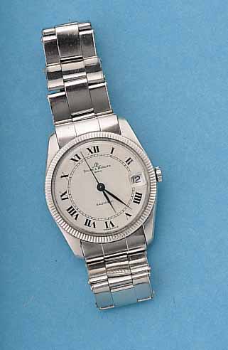 BAUME & MERCIER HERRENARMBANDUHR BAUMATIC, REF.-NR. 1185, SCHWEIZ UM 1967, EDELST., NEU- TR. EDELST.-BAND, BODEN GESCHR., EMAILFARB. ...