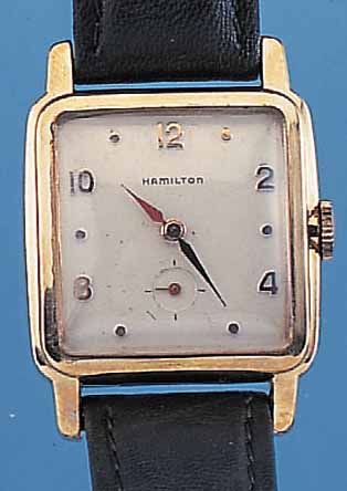 HAMILTON HERRENARMBANDUHR, USA/SCHWEIZ UM 1954, GG-FILLED, EDELST.-BODEN GEDR., BLATT REST., FORMANKERW., WOHL BASISKAL. ETA 1220, SCHR.-UNR., ...