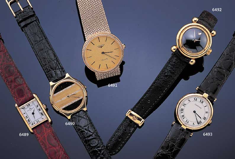 CARTIER HERRENARMBANDUHR VENDOME, REF.-NR. 11435, SCHWEIZ UM 1988, GG 750/000, LEDERB. M. ORIG.-SCHLIEßE, BODEN 2-FACH VERSCHR., ...