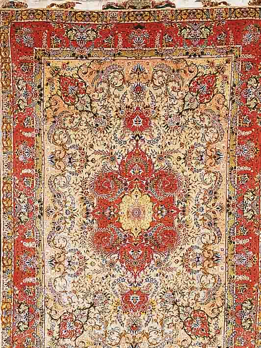 TÄBRIZ FEIN SIGN,PERSIEN CA.218 X 150 CM. KORKWOLLE MIT UND AUF SEIDE CA.1.1MIO KN/QM.