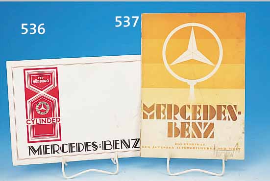 FALTPROSPEKT, MERCEDES BENZ, TYP NüRBURG, MIT VERSCH. WAGENABBILDUNGEN VON DER PULLMANN-LIMOUSINE BIS ZUM 4/5 SITZIGEM TOURENWAGEN, Z.T. AN DEN ...