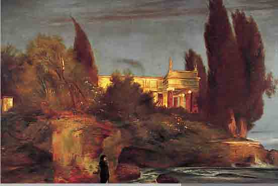 UNBEK. KüNSTLER D. 19. JH., QUALITäTSVOLLE KOPIE NACH BöCKLIN, HIER: VILLA AM MEER, ÖL/LWD. (REST.), 71 X 101 CM, R. (DIESER BESCH.)