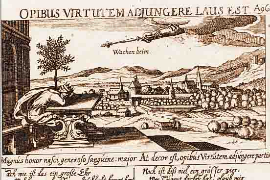 KONVOLUT VON 3 BLATT WACHENHEIM/PFALZ, 1.) KUPFERSTICH AUS MEISSNER SCHATZKäSTLEIN, UM 1630, GA WACHENHEIM, CA. 10 X 14,5 CM, 2.) KUPFERSTICH ...