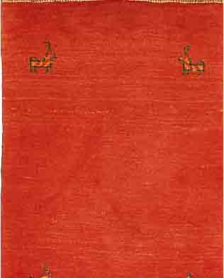GABBEH,PERSIEN CA 86 X 65 CM. WOLLE AUF WOLLE.
