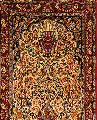 ESFAHAN FEIN,PERSIEN CA 100 X 70 CM. KORKWOLLE M.U.AUF SEIDE.CA 900.000 KN/QM.