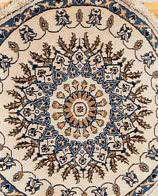 NAIN,PERSIEN DURCHMESSER CA 100 CM. FLOR WOLLE MIT SEIDE.