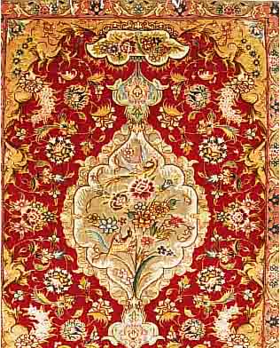 TäBRIZ FEIN,PERSIEN CA 95 X 68 CM. KORKWOLLE MIT SEIDE.CA 500.000 KN/QM.