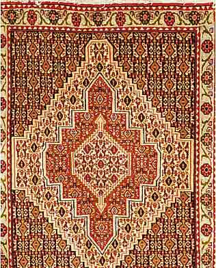 SENNEH,PERSIEN CA 105 X 75 CM. FLOR WOLLE.