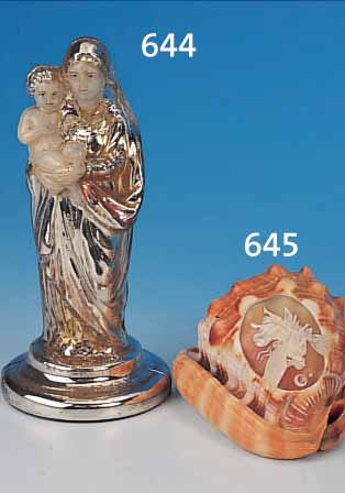 MADONNA MIT KIND, BöHMEN, UM 1880, SOG. BAUERNSILBER (GLAS MIT SILBERINNENüBER- FANG), BUNT BEMALT, H. CA. 21.5 CM