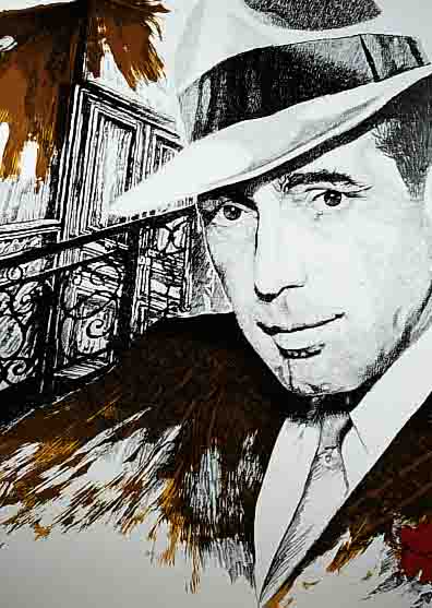 KUHL, HANS-JüRGEN, GEB. 1941 DATTELFELD/SIEG, LEBT IN KöLN, HUMPHREY BOGART, FARBSIEB- DRUCK, HANDSIGNIERT UND NUM. 54/150, CA. 80 X 80 CM
