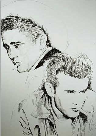 KUHL, HANS-JüRGEN, GEB. 1941 DATTELFELD/SIEG, LEBT IN KöLN, JAMES DEAN, SIEBDRUCK, UN- SIGNIERT, CA. 80 X 80 CM, RäNDER LEICHT GE- BRäUNT