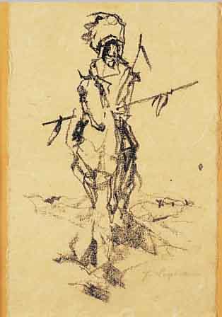 SEYLER, JULIUS, MüNCHEN 1873 - 1958, WINNETOU ZU PFERD, LITHOGRAPHIE AUF JAPAN- PAPIER, HANDSIGNIERT, CA. 17 X 11 CM, PP
